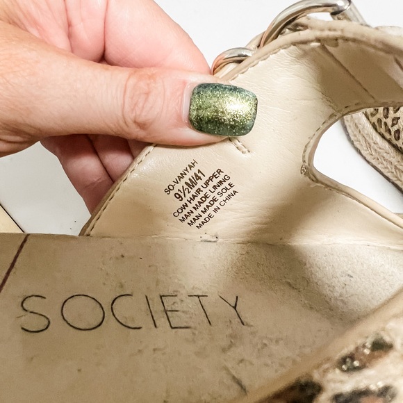 Sole Society Calf Hair Leopard Print Gold Shimmer Espadrille Buckle Platform 9.5 - Picture 8 of 9